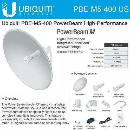 Dos Ubiquiti Pbe-m5-400 5ghz Airmax Bridge Sin/poe Ni Tapita