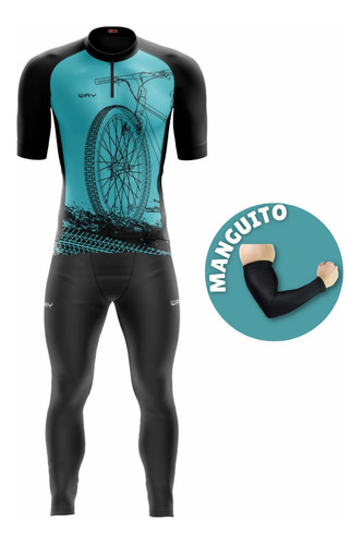 Conjunto De Ciclismo Masculino Camisa Calça Gel Manguito Pro