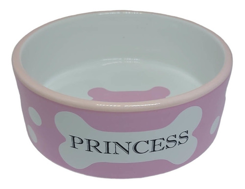 Comedouro Para Cães Pet Porcelana Princesa E Príncipe 250ml Cor Rosa