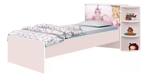 Cama De Solteiro Rosa Para Menina Com Cabeceira Baú Luxo Liz