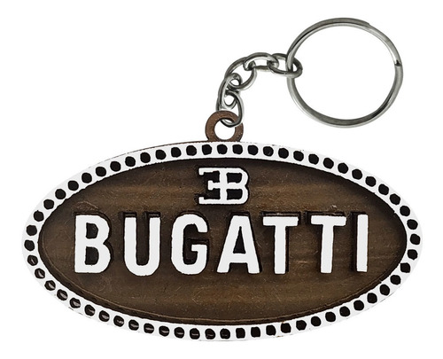 Chaveiro 3d Marca Bugatti C/ Argola 6cm Mdf Madeira Decorada Cor Decorado