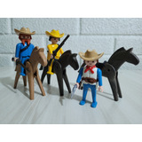 Playmobil, Pack 214 De 3 Vaqueros Y 3 Caballos, Buen Estado