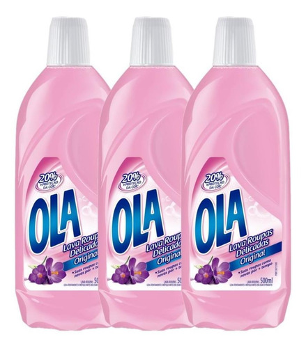 Kit Com 3 Lava Roupas Ola Original 500ml Cada