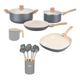 Set 5 Cacerola Olla Sarten Bifera Jarro Hudson Ceramica Uten