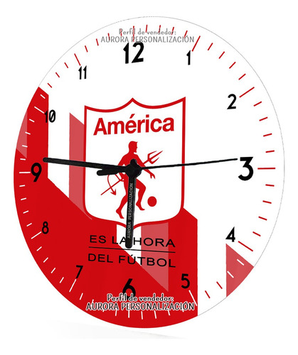 Reloj De Pared Cristal America Cali Futbol Equipo Colombiano