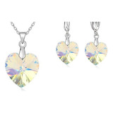 Conjunto Joyas Plata 925 Corazón Swarovski N2 Blanco 