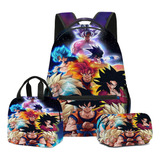 3pcs Dragon Ball Mochila Escolar Lonchera Lápices Bolsa Para