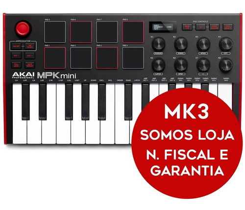 Akai Mpk Mini Teclado Controlador Midi Usb 8 Pads 25 Teclas