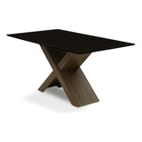 Conjunto Mesa De Jantar1,80m 6 Cadeiras Castanho/black