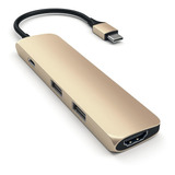 Hub Adaptador Slim Usb-c A Usb-a/ Hdmi 4k/ Usb-c - / Satechi Color Gold