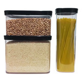 Kit 3 Potes Hermeticos Arroz 4l Feijão 2,5l E Macarrão 2l.