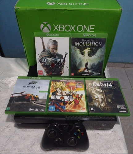 Xbox One Fat 500 Gb Usado + Fonte Original + Controle + 5 Jogos