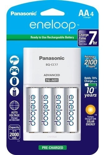 Pilas Recargables Panasonic Eneloop Doble A X4 Con Cargador 