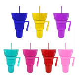 6 Vaso Botanero Plástico 1lt Popote 7 Colore 28cm Michelada