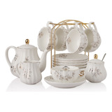 Juego De Té Sweejar De Porcelana Blanca Estilo Británico