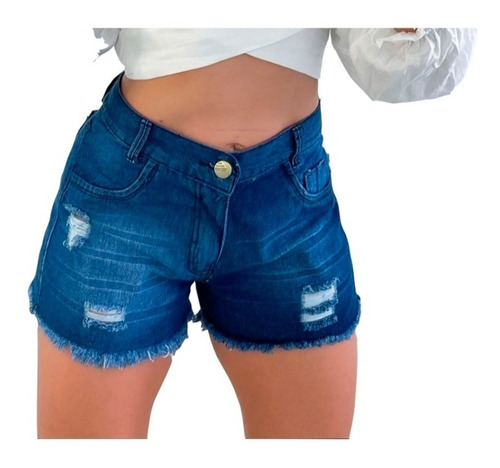 Shorts Jeans Feminino Cintura Alta Hot Pants