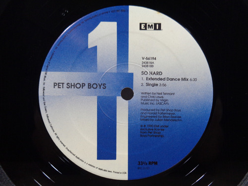 Pet Shop Boys - So Hard - 12'' Single Imp Us - Synth-pop