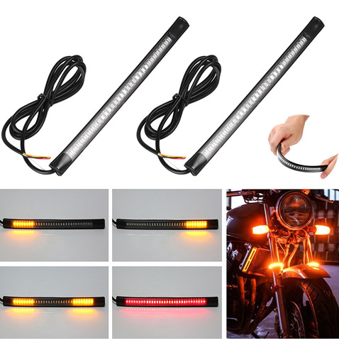 2pz Tira De Led Moto Stop Direccionales Universal Cafe Racer