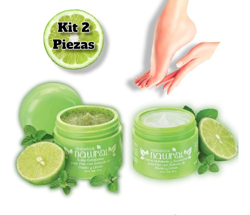 Kit Sal Exfoliante Y Crema Para Pies Extracto Menta Y Limón