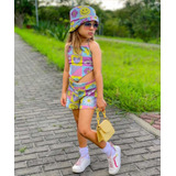 Conjunto Infantil Blogueirinha Colorido Emoji Com Chapéu