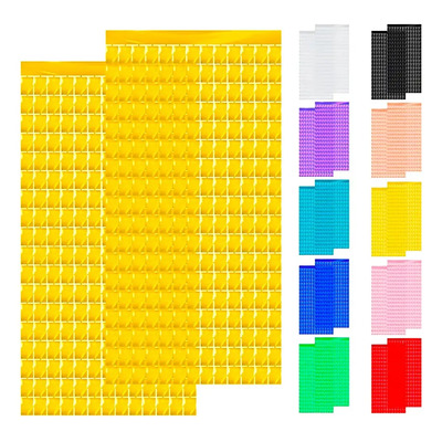 2 Cortinas Metálicas Decoración Fiesta Cuadros Colores Vivos | Envío gratis