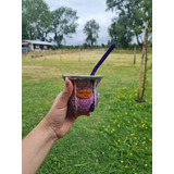 Vaso O Taza De Mate Vidrio Templado + Bombilla Acero Inox.