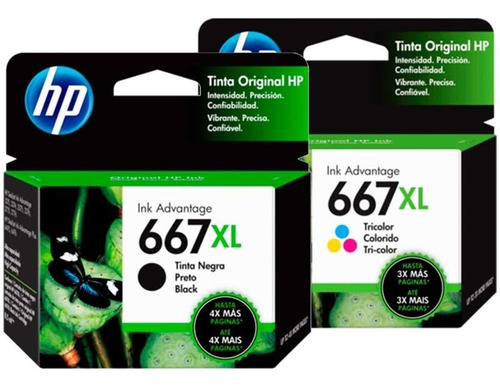 Cartuchos Hp 667xl  Par Negro Color Regalo Memoria 32gb