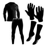 Equipo Termico Alpina Remera + Calza + Medias + Guantes Sti