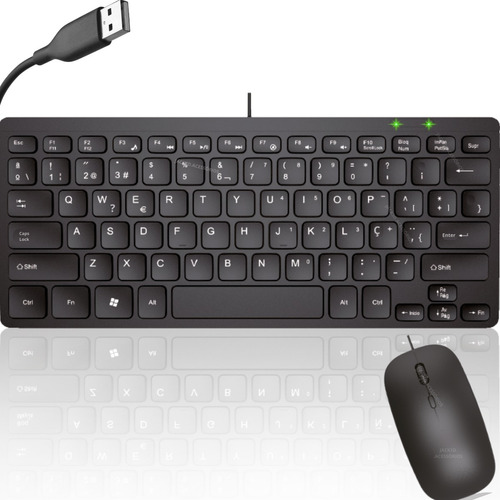 Kit Teclado Usb Pequeno Notebook Compacto Slim Mouse Macio