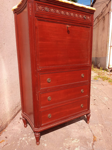 Mueble Secreter Escritorio Frances Marmol Antiguo