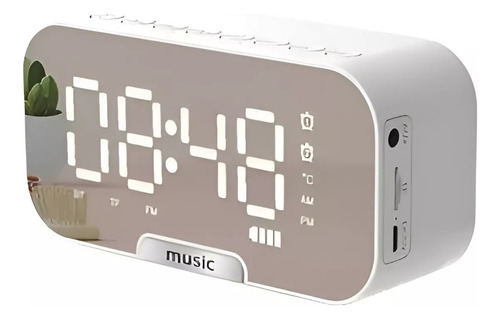 Radio Reloj Parlante Bluetooth Y Espejo Blanco Despertador Digital Escritorio Portatil Qatarshop Despertadores Digitales Velador Alarma Qatar