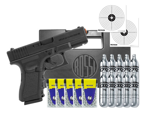 Pistola Rossi Glock G11 4.5mm + 5 Munições + 10 Co2 + Maleta