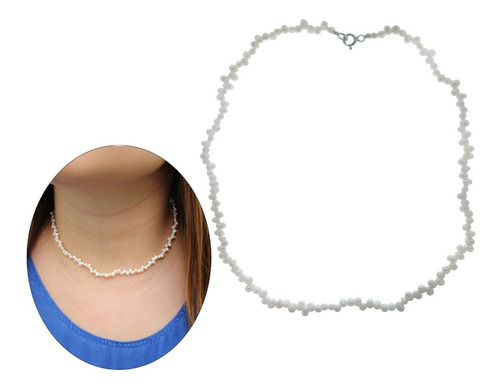 Colar Ou Pulseira Dupla Pérola Doce 2 Em 1 Prata 925 J24885