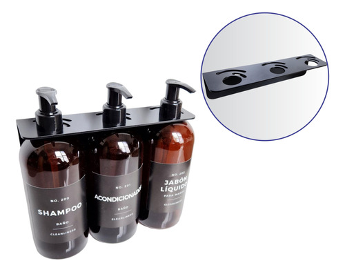 Dispenser Shampoo Acondicionador Jabon Soporte Pared 3x500ml
