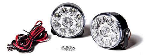 Faro Led Redondo Auxiliares 12v 9led Alta Potencia Juego X2