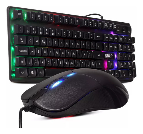 Kit Teclado E Mouse Gamer Abnt 2 Pc Led Rgb (rainbow)