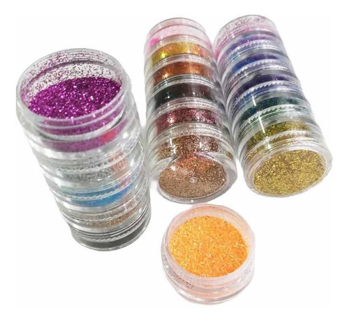 Pigmento Polvo Glitter Torre 6 Colores Rostro Ojos Uñas 6 Gr