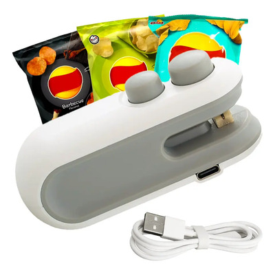 Maquina Para Sellar Sellador De Bolsas Para Snacks\u002Falimentos Recargable Bolsa de Almacenamiento Color Blanco | MercadoLibre