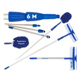 Kit Nº15 Cabo Extensor 6m Rodo Limpa Vidro 25cm + Espanador