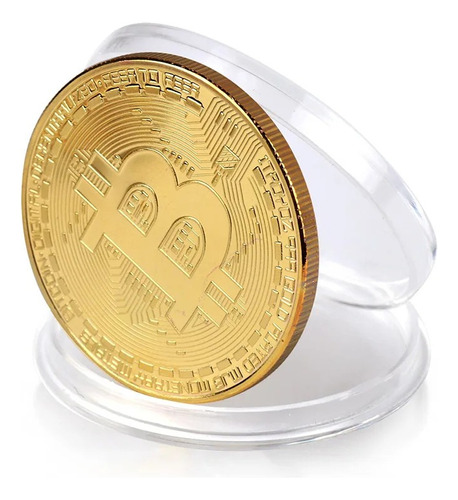 Bitcoin Moneda De Bolsillo De Lujo Dorada Blockchain+ Cajita