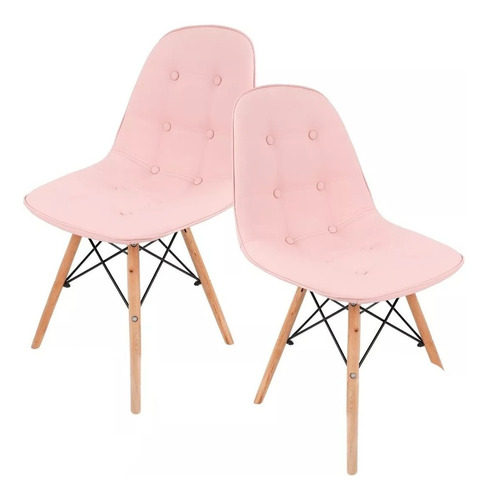 Set De Sillas Estilo Eames De Botones Tapizadas En Vinipiel 