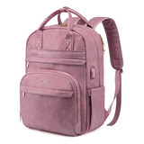 Mochila De Eco Cuero Con Usb Para Carga/rosa