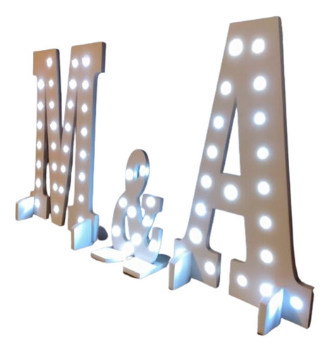 Pack Iniciales Grande Luminosas Polyfan Luz Led 75 Cm Bodas