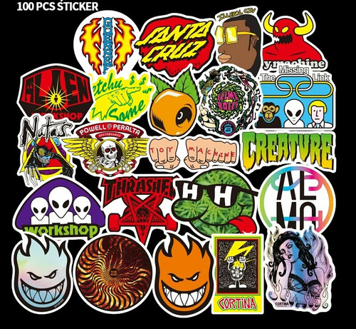 Punk Skate 100 Calcomanias Stickers Pvc Contra El Agua E Gra