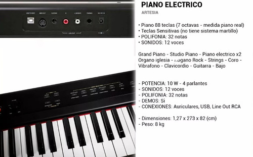 Artesia Performer Piano Eléctrico 88 Teclas