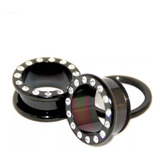 Expansor Strass Anodizado Negro Piercing Aros 16 Mm X1