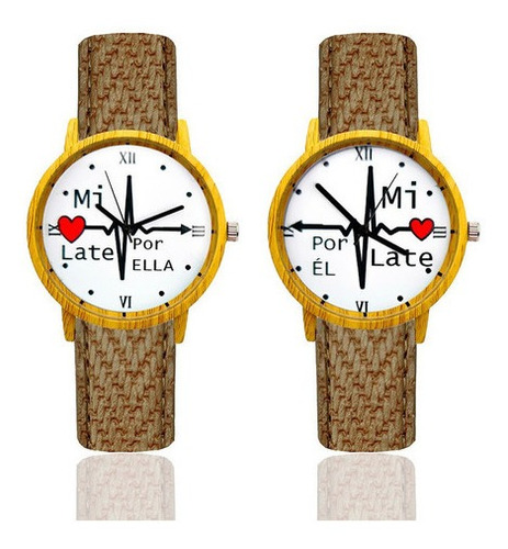 Reloj Pareja Mi Corazon Late Por Ti + Estuche Tureloj