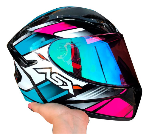 Capacete Moto Asx City Start Azul + Viseira Azul Extra