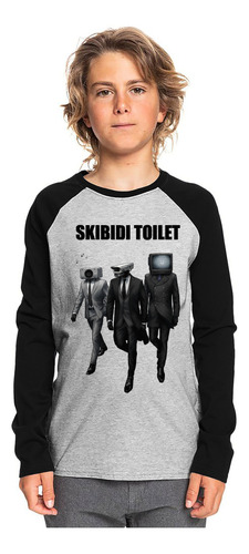 Polera Raglan Diseño Skibidi Toilet Estampado Dtf Cod 001