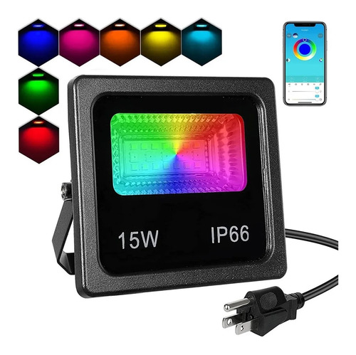 Reflector Led Rgb 15w Led De Colores Exterior Ip66